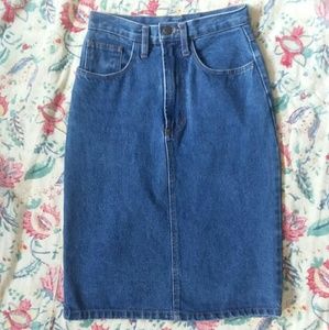 Vntg High Waisted Denim Pencil Skirt